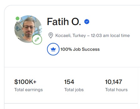 Fatih Özün UpWork profili