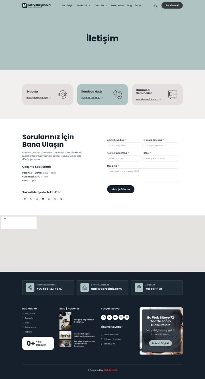Psikolog İletişim sayfası