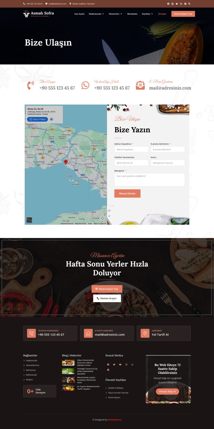 Restoran İletişim sayfası