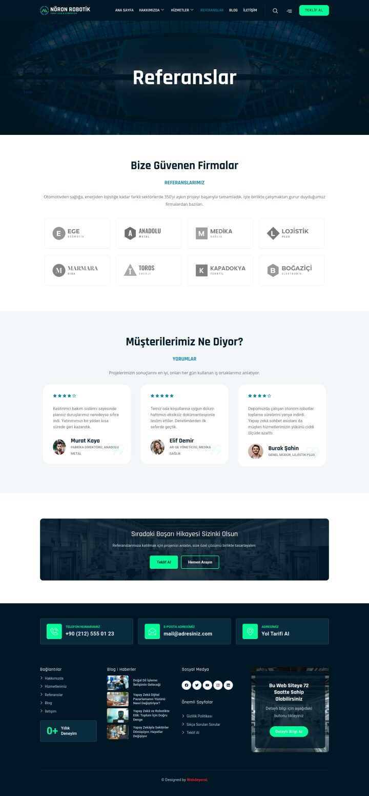 Robotik Referanslar sayfası