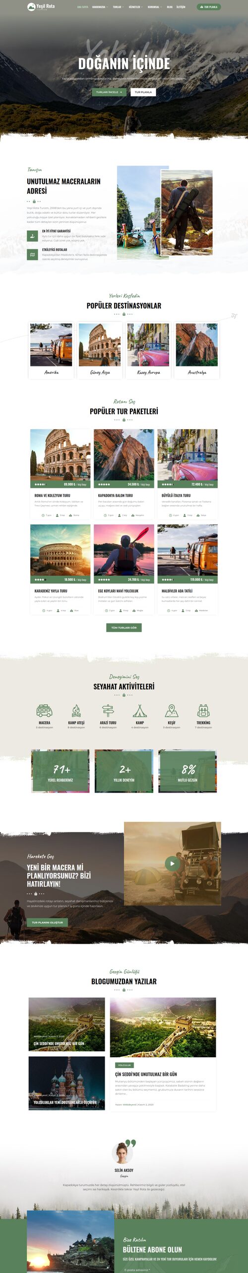 Seyahat web sitesi tasarımı