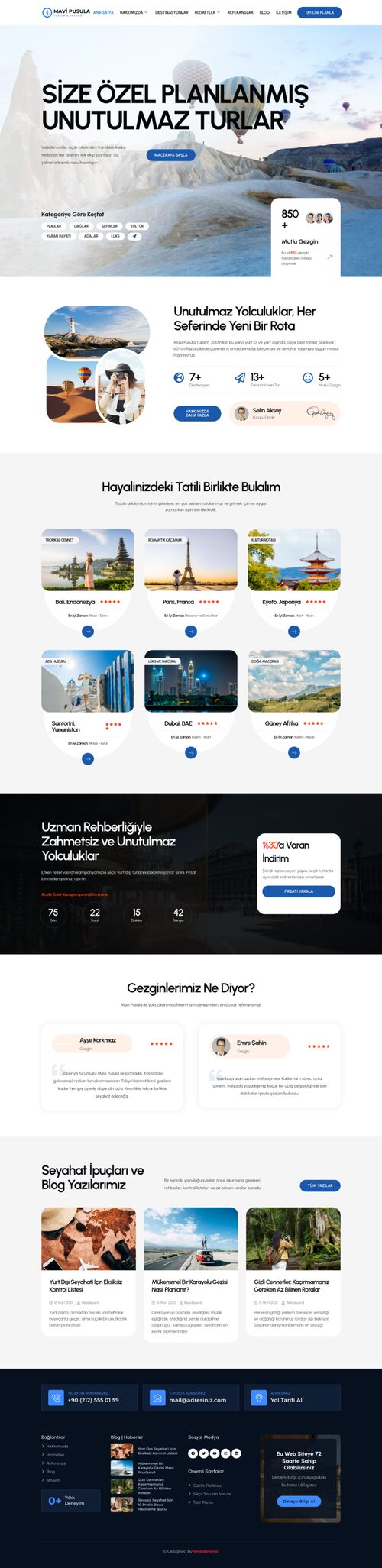 Seyahat Acentesi web sitesi tasarımı