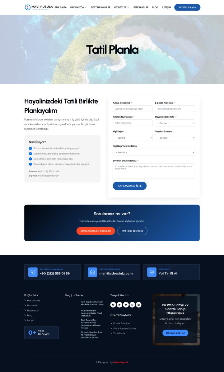 Seyahat Acentesi Tatil Planla sayfası