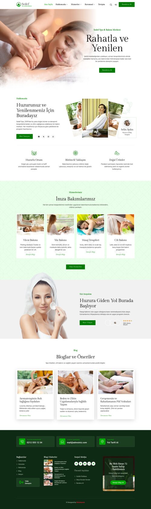 Spa Merkezi web sitesi tasarımı