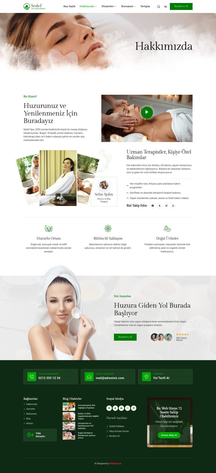 Spa Merkezi Hakkımızda sayfası