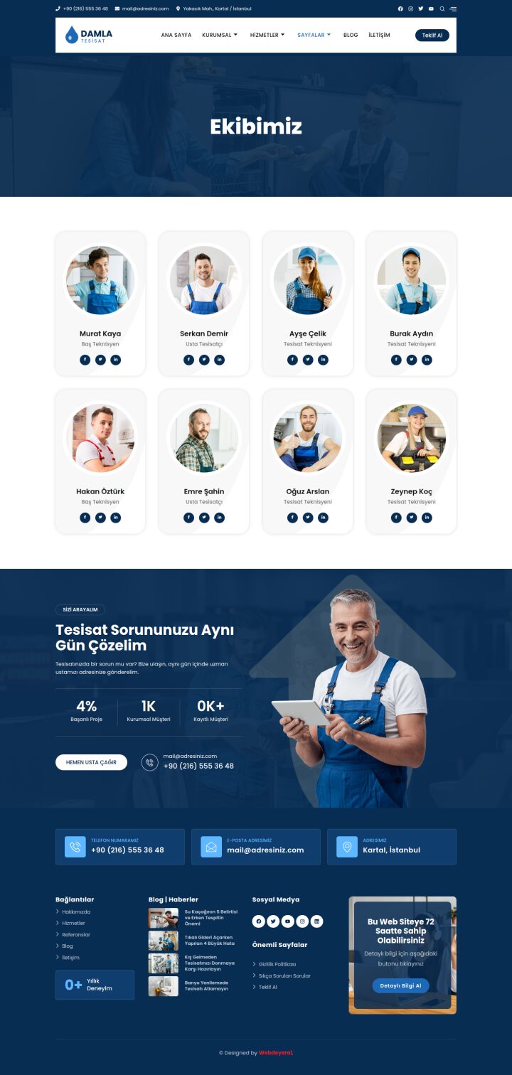 Tesisatçı Ekibimiz sayfası