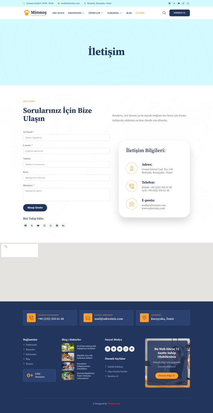 Veteriner İletişim sayfası