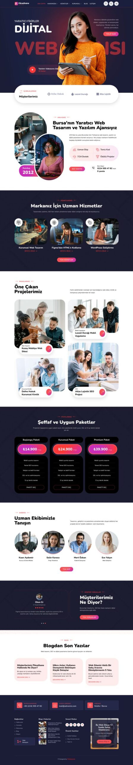 Web Ajansı Anasayfa sayfası