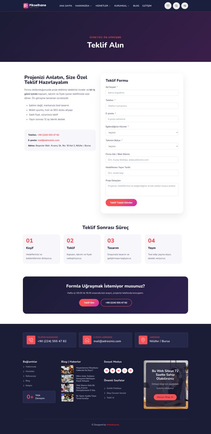 Web Ajansı Teklif Al sayfası
