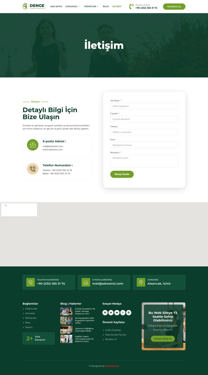 Yaşam Koçu İletişim sayfası