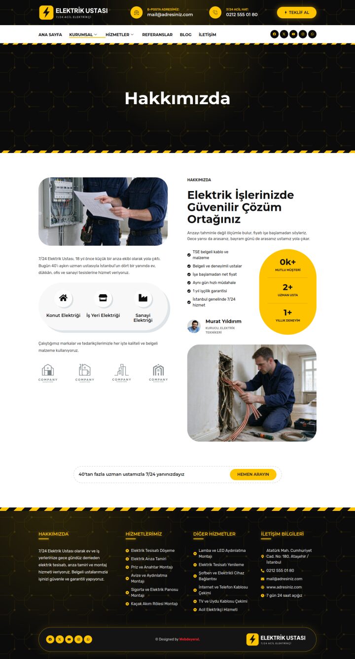 Elektrik Ustası Hakkımızda sayfası