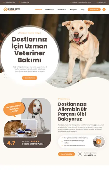 Hayvan Kliniği hazır web sitesi tasarımı